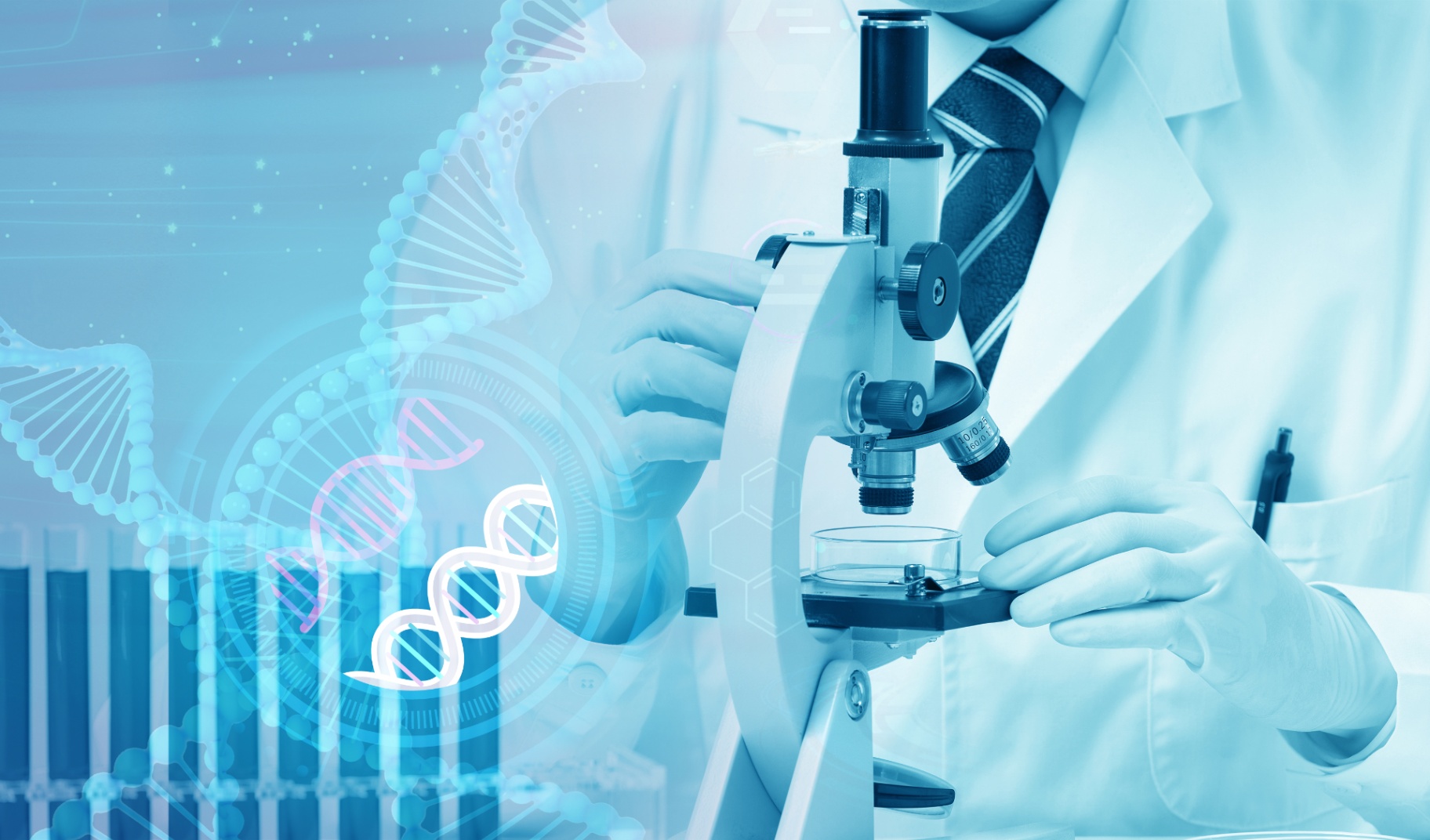 Laboratory microscope and medical technology illustration